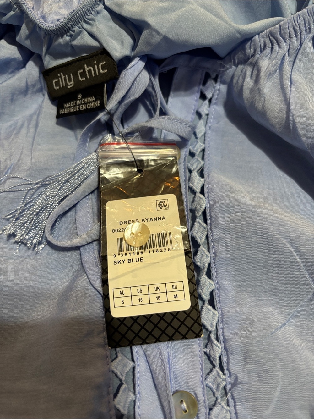 chic Light Blue Off-Shoulder Ruffle Dress - Picture 7 of 7